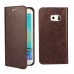 Samsung Galaxy S6 Edge - First Grade Genuine Leather Flip Phone Protective Cover Case Wallet - Vintage Dark Brown